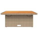 Table de jardin beige 110x110x71 cm résine tressée bois acacia – Image 3