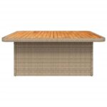 Table de jardin beige 110x110x71 cm résine tressée bois acacia – Image 4