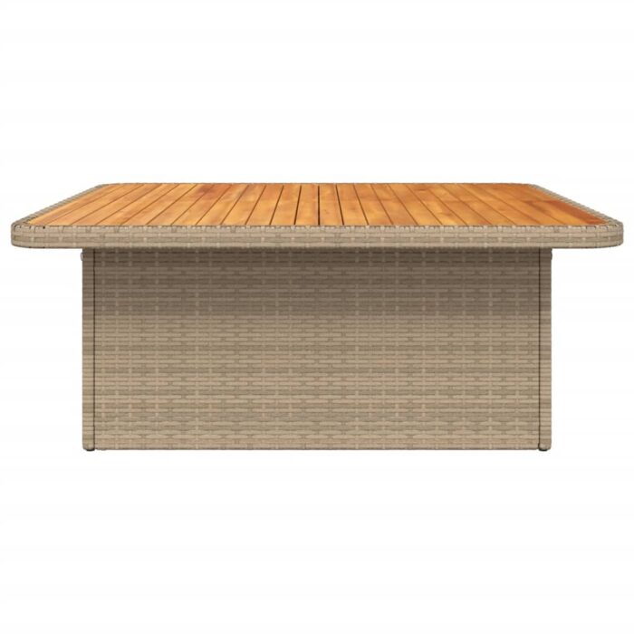 Table de jardin beige 110x110x71 cm résine tressée bois acacia – Image 4