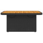 Table de jardin noir 90x55x71 cm résine tressée et bois acacia – Image 3