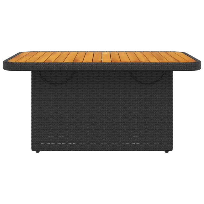 Table de jardin noir 90x55x71 cm résine tressée et bois acacia – Image 3