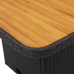 Table de jardin noir 90x55x71 cm résine tressée et bois acacia – Image 7