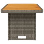 Table de jardin gris 90x55x71cm Résine tressée et bois d'acacia – Image 4