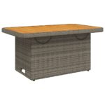 Table de jardin gris 90x55x71cm Résine tressée et bois d'acacia – Image 5
