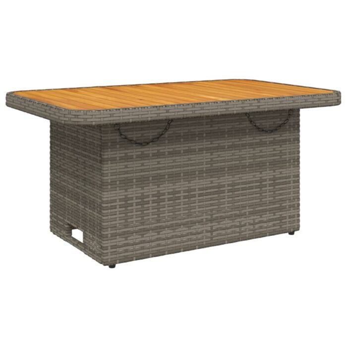 Table de jardin gris 90x55x71cm Résine tressée et bois d'acacia – Image 5