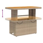 Table de jardin beige 90x55x71 cm résine tressée et bois acacia – Image 2