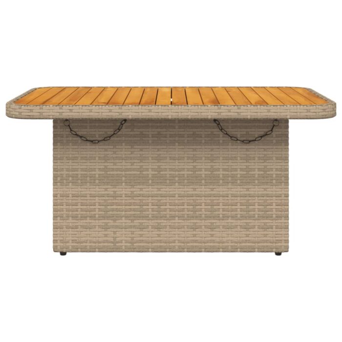 Table de jardin beige 90x55x71 cm résine tressée et bois acacia – Image 3