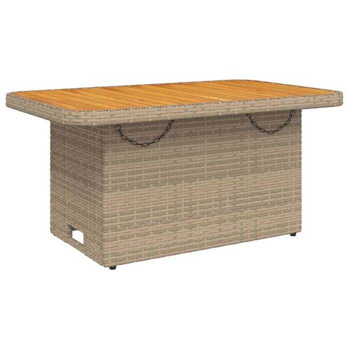 Table de jardin beige 90x55x71 cm résine tressée et bois acacia – Image 5