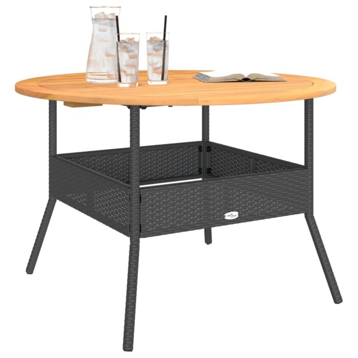 Table de jardin et dessus en bois d'acacia noir résine tressée – Image 2