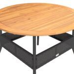 Table de jardin et dessus en bois d'acacia noir résine tressée – Image 6