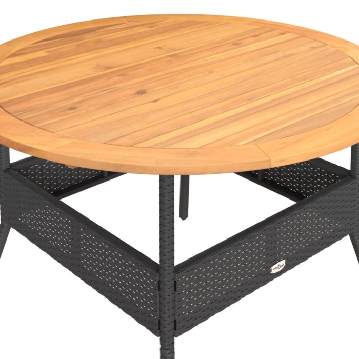 Table de jardin et dessus en bois d'acacia noir résine tressée – Image 6