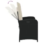 Banc inclinable de jardin avec coussins noir résine tressée – Image 4
