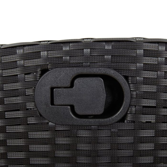 Banc inclinable de jardin avec coussins noir résine tressée – Image 6