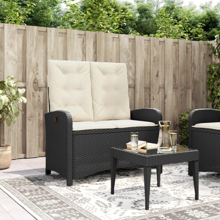 VXL8721012450325_m_en_hd_1.jpg Banc inclinable de jardin avec coussins noir résine tressée – Image 1