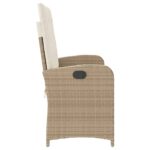 Banc inclinable de jardin avec coussins beige résine tressée – Image 2