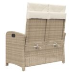 Banc inclinable de jardin avec coussins beige résine tressée – Image 3