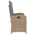 Banc inclinable de jardin avec coussins beige résine tressée – Image 2