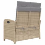 Banc inclinable de jardin avec coussins beige résine tressée – Image 3