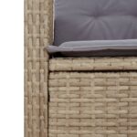 Banc inclinable de jardin avec coussins beige résine tressée – Image 5