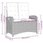 Banc inclinable de jardin avec coussins beige résine tressée – Image 8