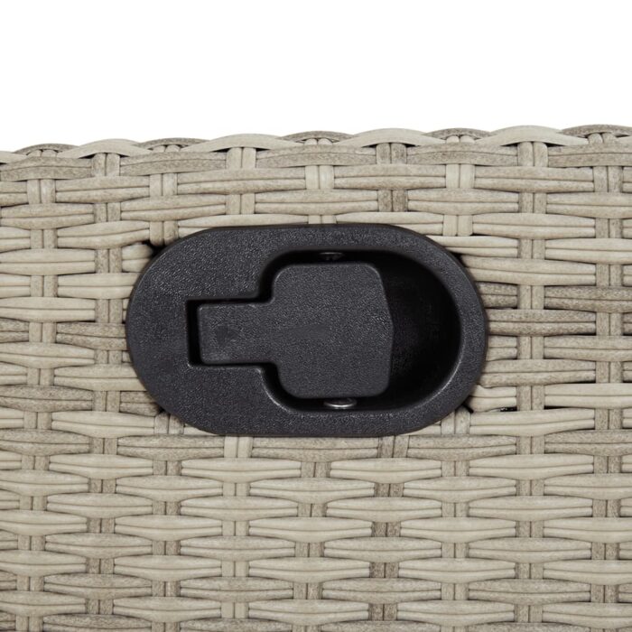 Banc inclinable de jardin et coussins gris clair résine tressée – Image 6