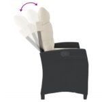 Banc inclinable de jardin avec coussins noir résine tressée – Image 4