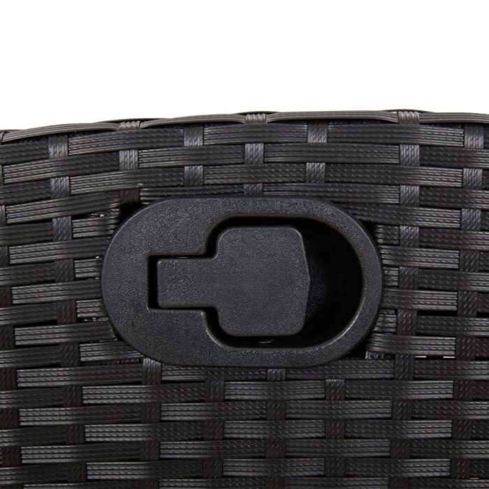 Banc inclinable de jardin avec coussins noir résine tressée – Image 6