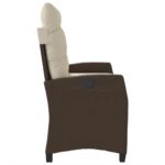 Banc inclinable de jardin avec coussins marron résine tressée – Image 2