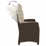 Banc inclinable de jardin avec coussins marron résine tressée – Image 4