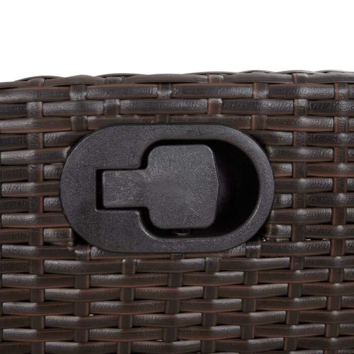 Banc inclinable de jardin avec coussins marron résine tressée – Image 6