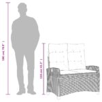 Banc inclinable de jardin avec coussins marron résine tressée – Image 7