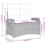 Banc inclinable de jardin avec coussins marron résine tressée – Image 8