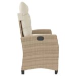 Banc inclinable de jardin avec coussins beige résine tressée – Image 2