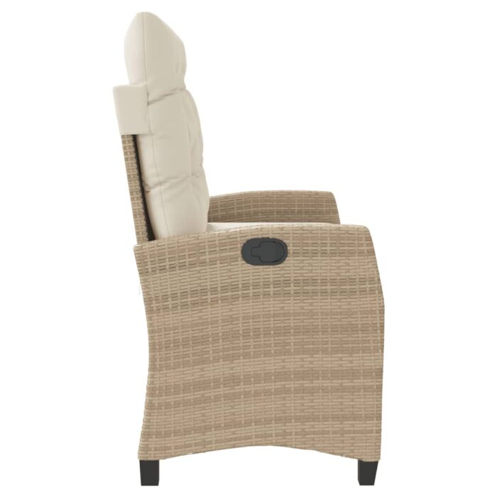 Banc inclinable de jardin avec coussins beige résine tressée – Image 2