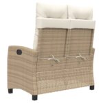 Banc inclinable de jardin avec coussins beige résine tressée – Image 3