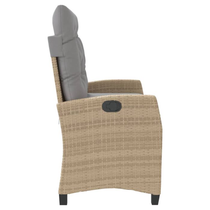 Banc inclinable de jardin avec coussins beige résine tressée – Image 2
