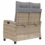 Banc inclinable de jardin avec coussins beige résine tressée – Image 3