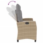 Banc inclinable de jardin avec coussins beige résine tressée – Image 4