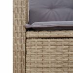 Banc inclinable de jardin avec coussins beige résine tressée – Image 5