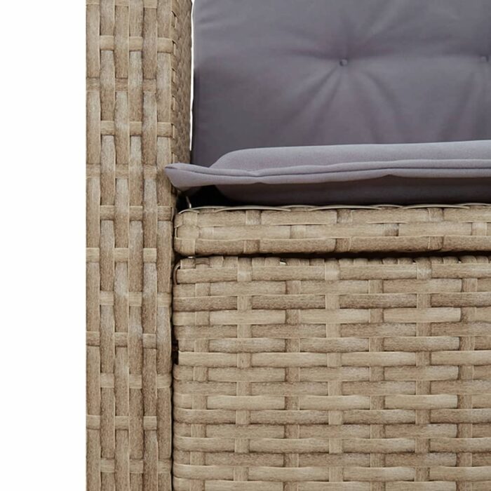 Banc inclinable de jardin avec coussins beige résine tressée – Image 5
