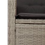 Banc inclinable de jardin et coussins gris clair résine tressée – Image 5