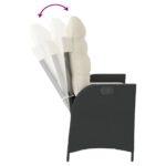 Banc inclinable de jardin avec coussins noir résine tressée – Image 4