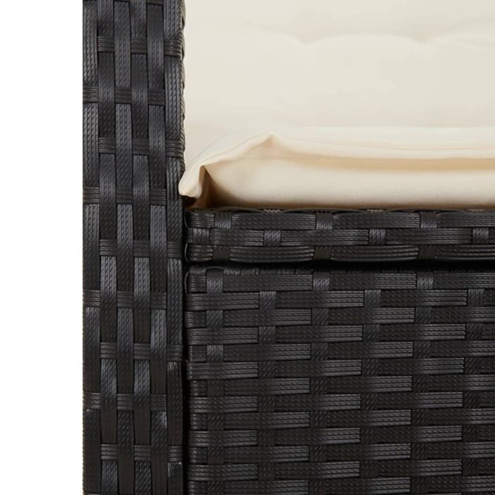 Banc inclinable de jardin avec coussins noir résine tressée – Image 5