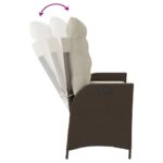 Banc inclinable de jardin avec coussins marron résine tressée – Image 4