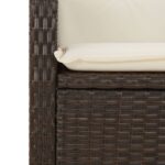 Banc inclinable de jardin avec coussins marron résine tressée – Image 5