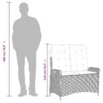 Banc inclinable de jardin avec coussins marron résine tressée – Image 7