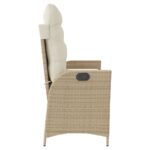Banc inclinable de jardin avec coussins beige résine tressée – Image 2