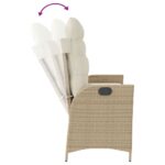 Banc inclinable de jardin avec coussins beige résine tressée – Image 4