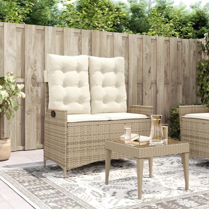 VXL8721012450561_m_en_hd_1.jpg Banc inclinable de jardin avec coussins beige résine tressée – Image 1