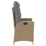 Banc inclinable de jardin avec coussins beige résine tressée – Image 2